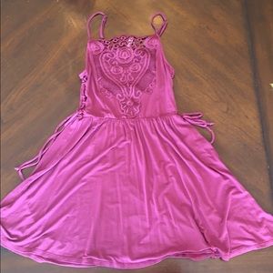 XS MAROON SUN DRESS SPAGHETTI STRAP LACE TOP